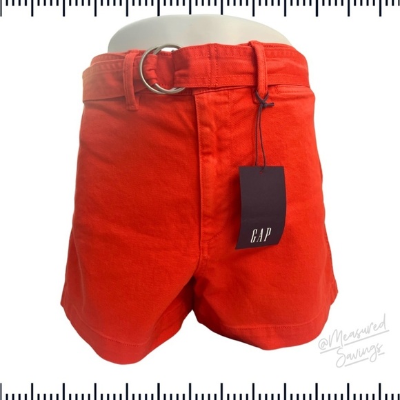 Gap [Size 8 NWT] Coral Red Belted High Rise 4" Seafarer Shorts - Size 8 - Picture 2 of 13
